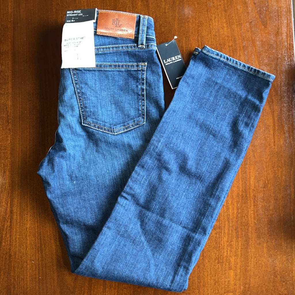 Nwt Rll Lauren Ralph Lauren Mid Rise Straight Leg Super Stretch Denim Jeans